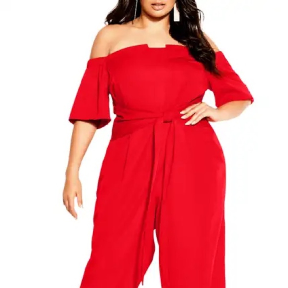 City Chic Vibrant Red Jumpsuit